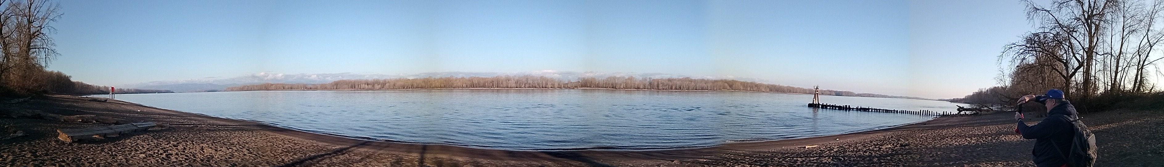 A Panorama of Collins Beach and the Columbia River, Sauvie Island, Oregon, February 2022