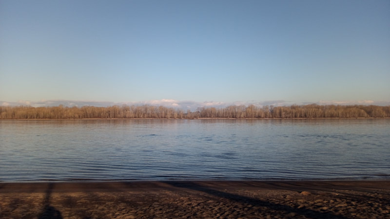 Overlooking the Columbia River into Washington State from Sauvie Island, Oregon, February 2022
