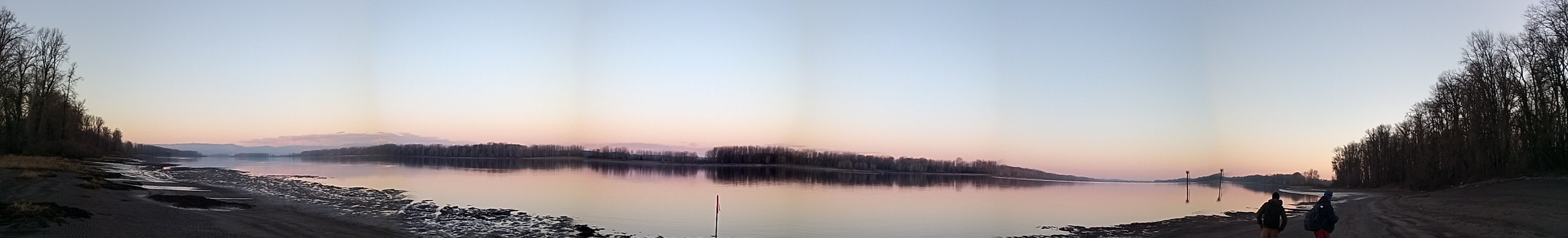 A Panoramic Photo taken from Sauvie Island, looking east across the Columbia River to Washington State, February 2022